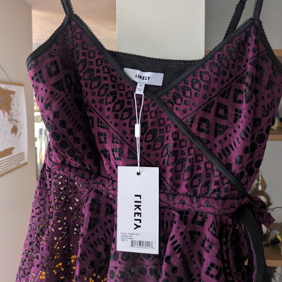 NWT Purple & Black Likely Lace Top - Picture 5 of 6